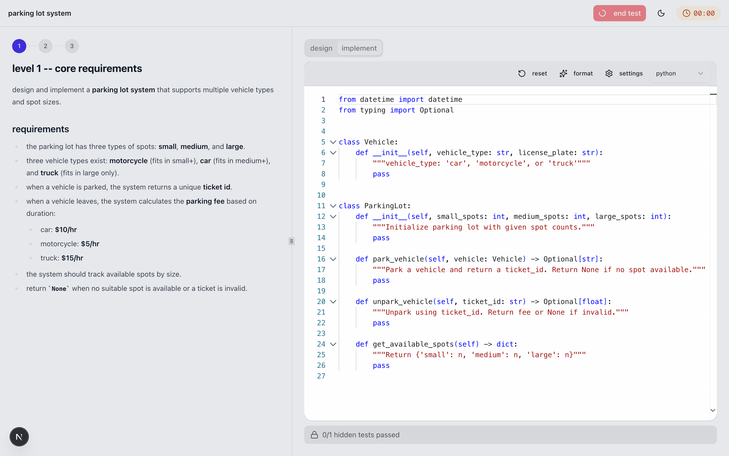 CrackWithAI simulation interface with code editor and problem requirements